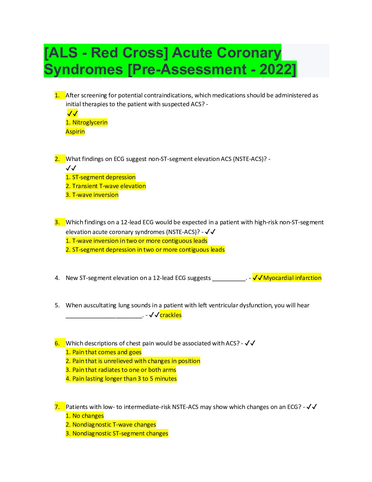 Preview image for [ALS - Red Cross] Acute Coronary Syndromes [Pre-Assessment - 2022]